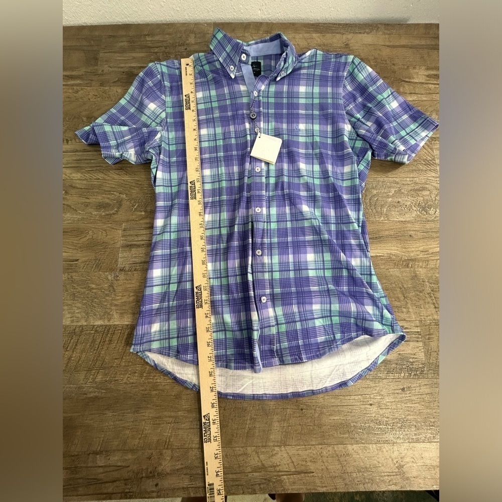 NEW Tailor Byrd Plaid Short Sleeve Button Down - Picture 3 of 8